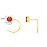 22K Yellow Gold Assorted Small Maroon Nose Pin with Wire with gold weight of 0.11g